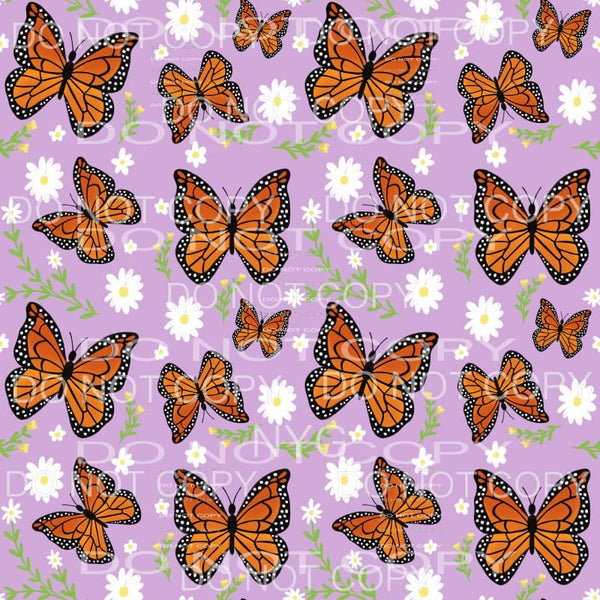 Monarch Butterfly Daisies Purple Sheet Sublimation transfers