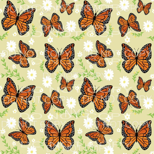 Monarch Butterfly Daisies Yellow Sheet Sublimation transfers