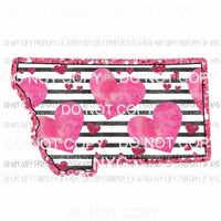 Montana pink hearts black stripes Sublimation transfers Heat Transfer