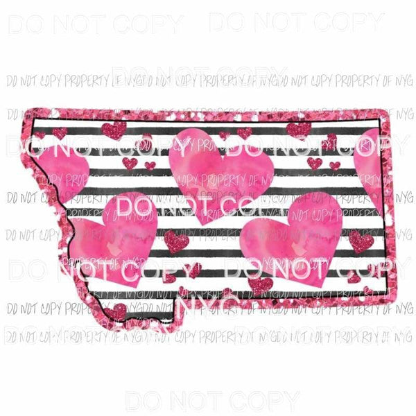 Montana pink hearts black stripes Sublimation transfers Heat Transfer