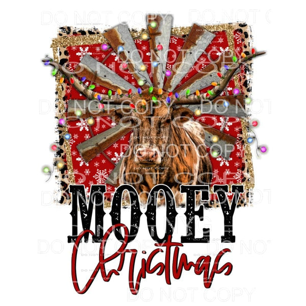 Mooey Christmas Longhorn # 9123 Sublimation transfers - Heat