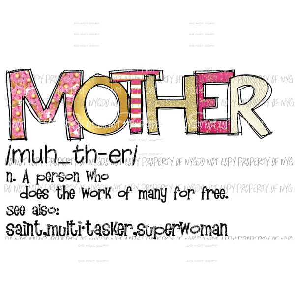 Mother definition PINK Sublimation transfers Heat Transfer