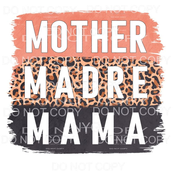 Mother Madre Mama Pink Leopard Black Brushstrokes 