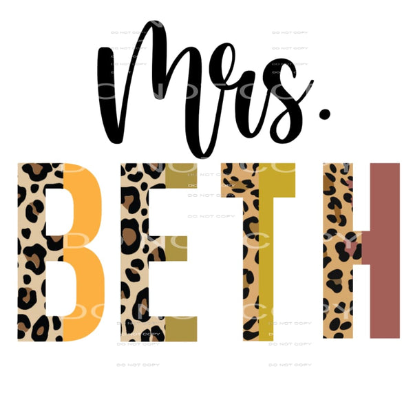 Mrs Beth #8295 Sublimation transfers - Heat Transfer