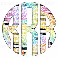 Multi Leopard and black strip monogram letters put letters 