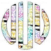 Multi Leopard and black strip monogram letters put letters 