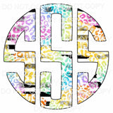 Multi Leopard and black strip monogram letters put letters 