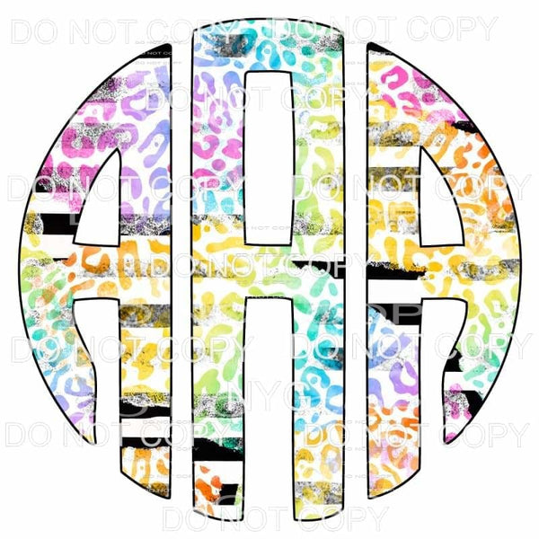 Multi Leopard and black strip monogram letters put letters 