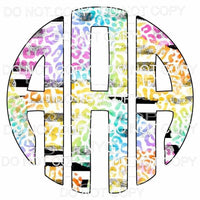 Multi Leopard and black strip monogram letters put letters 