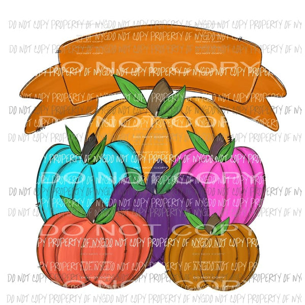 Multicolor Pumpkins Sublimation transfers Heat Transfer