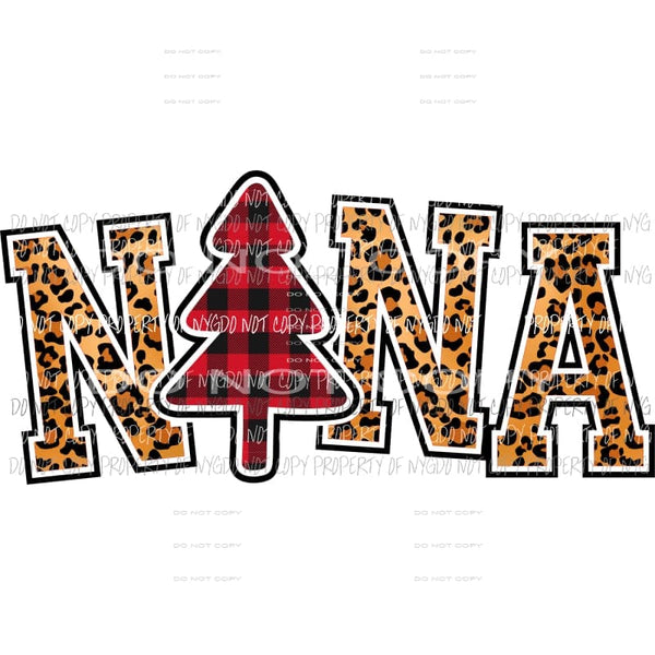 NANA #2 buffalo plaid leopard tree Sublimation transfers Heat Transfer