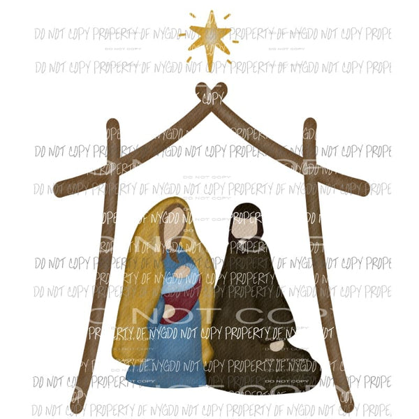 Nativity Christmas watercolor Sublimation transfers Heat Transfer