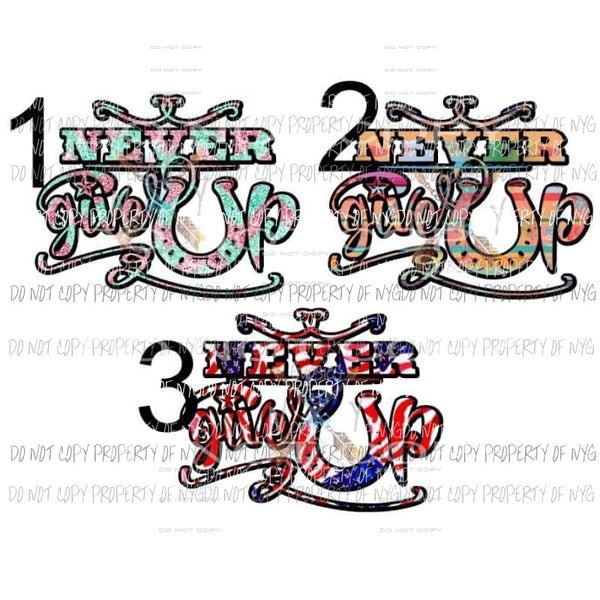 Never give up 3 to choose from sublimation transfers Heat Transfer