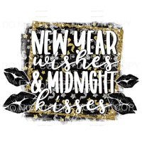 New Year Wishes Midnight Kisses Lips Sublimation transfers -