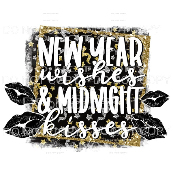 New Year Wishes Midnight Kisses Lips Sublimation transfers -