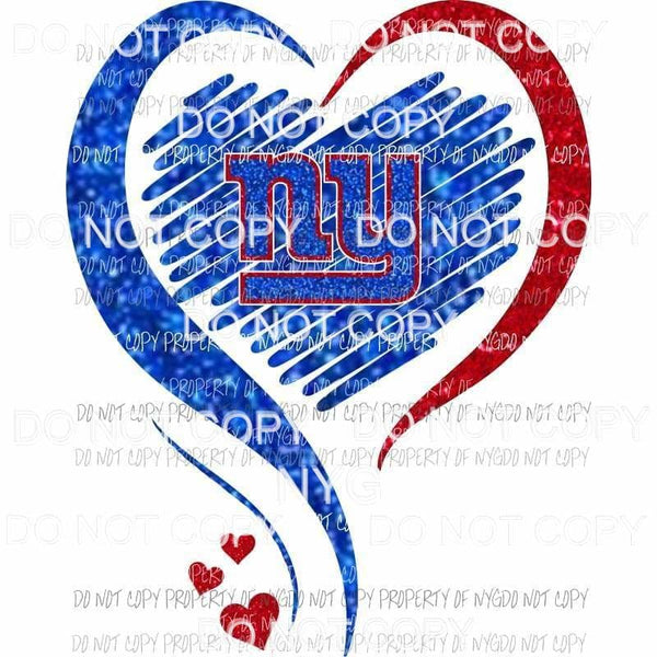 New York Giants heart red blue glitter Sublimation transfers Heat Transfer