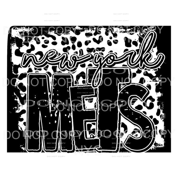 New York Mets Baseball Black Leopard Sublimation transfers -