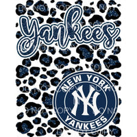 New York Yankees Baseball Blue Glitter Leopard Background 
