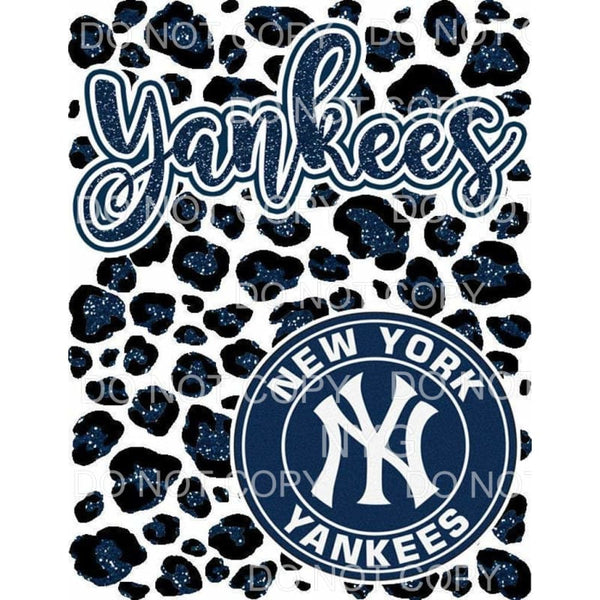 New York Yankees Baseball Blue Glitter Leopard Background 