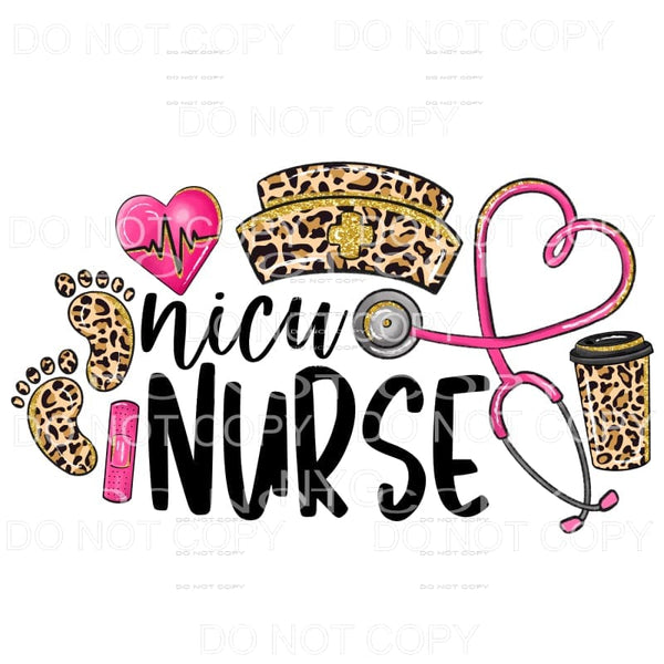 NICU Nurse Pink Leopard Sublimation transfers - Heat 