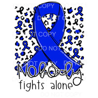 Nobody Fights Alone Blue Awareness Ribbon Leopard #1262 