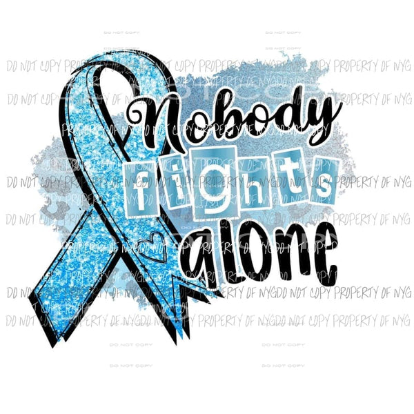 Nobody Fights Alone blue awareness ribbon leopard Sublimation transfers Heat Transfer