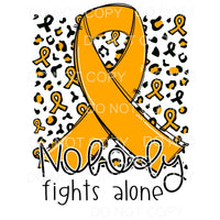 Nobody Fights Alone Gold Awareness Ribbon Leopard #1259 