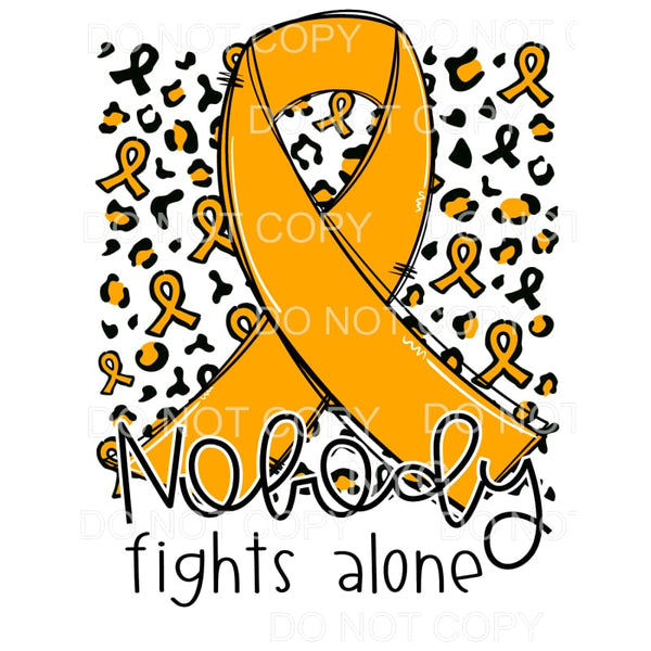 Nobody Fights Alone Gold Awareness Ribbon Leopard #1259 
