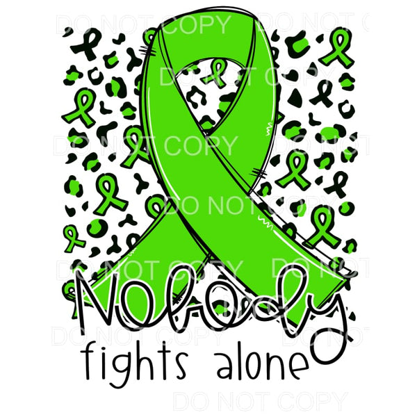 Nobody Fights Alone Lime Green Awareness Ribbon Leopard 