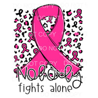 Nobody Fights Alone Pink Awareness Ribbon Leopard #1266 