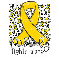 Nobody Fights Alone Yellow Awareness Ribbon Leopard #1264 