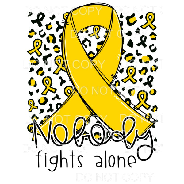 Nobody Fights Alone Yellow Awareness Ribbon Leopard #1264 