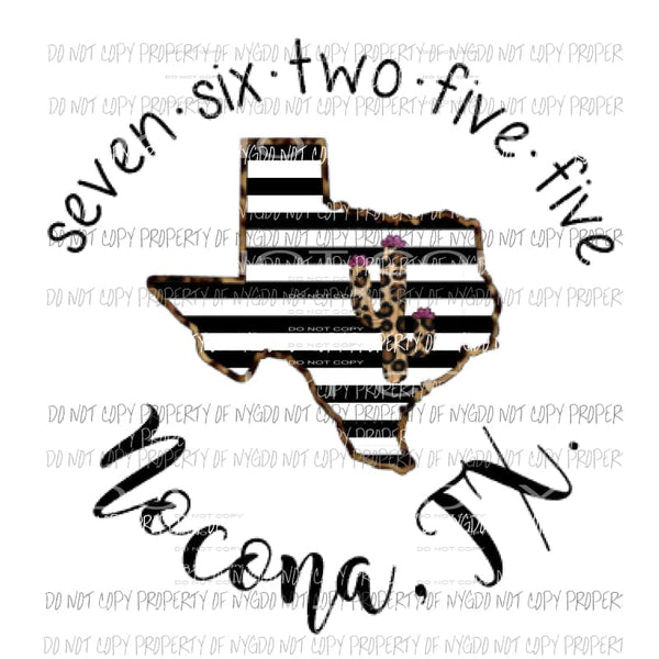 NOCONA TEXAS zip code black and white strip Sublimation transfers Heat Transfer