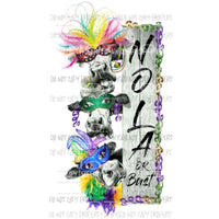 Nola or bust Mardi Gras cow Sublimation transfers Heat Transfer