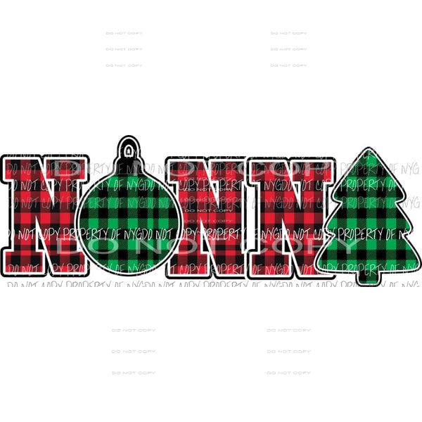 NONNA buffalo plaid ornament tree Sublimation transfers Heat Transfer