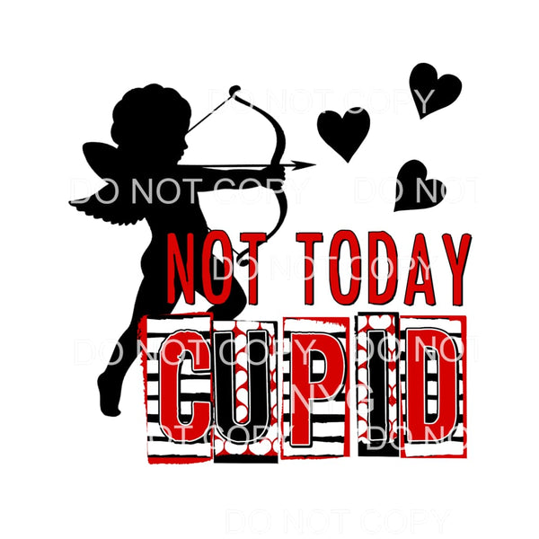 Not Today Cupid Red Black Blocks Stripes Valentines Day 