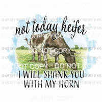 Not Today Heifer I Will Shank You Sublimation transfers Heat Transfer