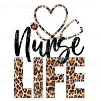 Nurse Life Leopard Stethoscope Sublimation transfers - Heat 