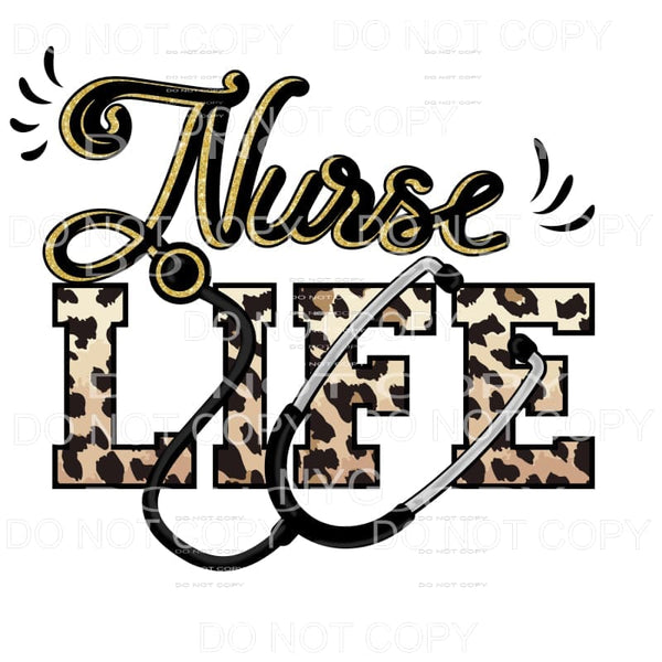 Nurse Life Stethoscope Gold Leopard Sublimation transfers - 