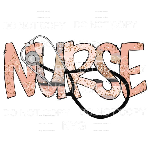Nurse Pink Glitter Stethoscope Sublimation transfers - Heat 