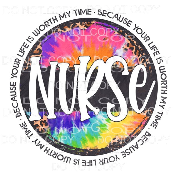 Nurse Rainbow Leopard Grunge Circle Sublimation transfers - 