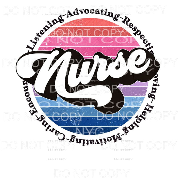 Nurse Retro Rainbow Circle Distressed Sublimation transfers 