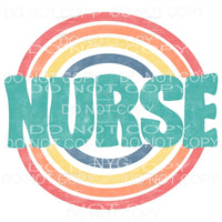 Nurse Retro Rainbow Sublimation transfers - Heat Transfer