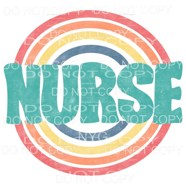 Nurse Retro Rainbow Sublimation transfers - Heat Transfer