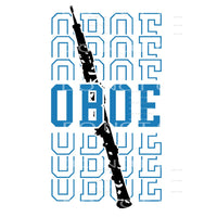 Oboe distressed instrument blue stacked Sublimation 
