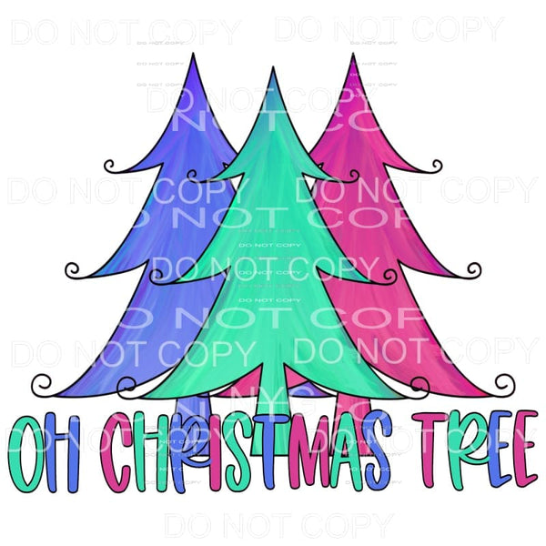Oh Christmas Tree Trio Blue Teal Purple Sublimation 