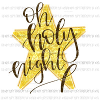 Oh Holy Night yellow star Sublimation transfers Heat Transfer