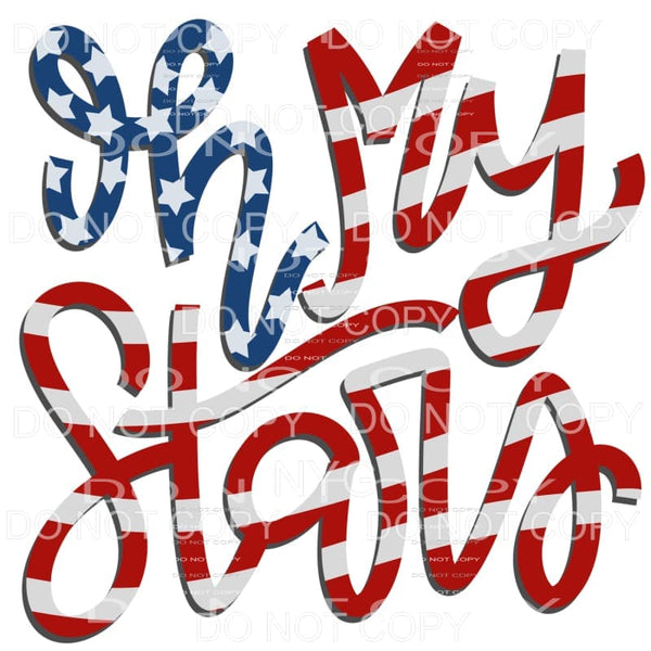 Oh My Stars Red White Blue Flag USA America 4th of July 