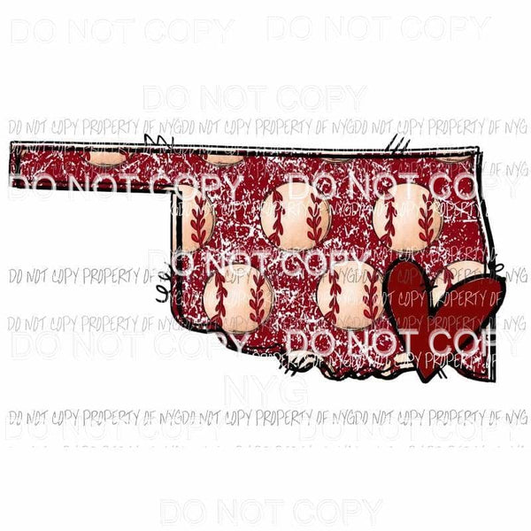 Oklahoma Baseball Red heart Sublimation transfers Heat Transfer