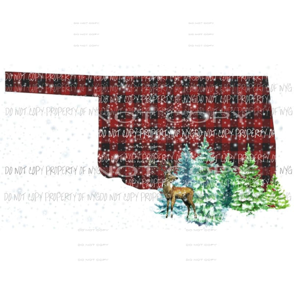 Oklahoma Plaid deer trees Sublimation transfers Heat Transfer